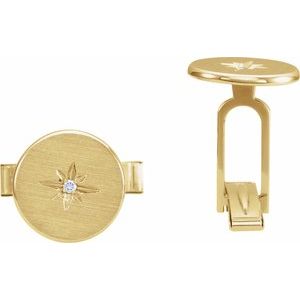 14K Yellow Gold .03 CTW Natural Diamond Star Cuff Links