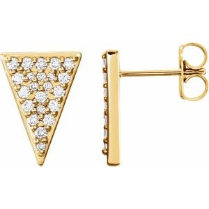 14K Yellow Gold 1/3 CTW Natural Diamond Triangle Earrings