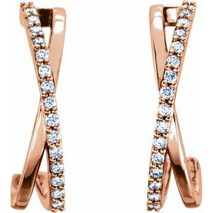 14K Rose Gold 1/6 CTW Natural Diamond Criss-Cross J-Hoop Earrings