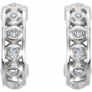 Platinum .07 CTW Natural Diamond 10.73 mm Hoop Earrings