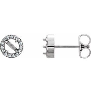 14K White Gold 3.4 mm Round .08 CTW Natural Diamond Semi-Set Earrings
