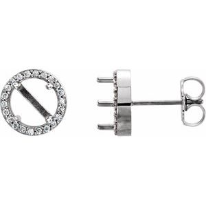 14K White Gold 5.8 mm Round 1/8 CTW Natural Diamond Semi-Set Earrings