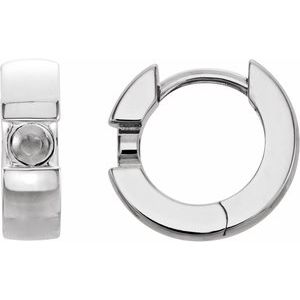14K White Gold 3 mm Round 15 mm Hinged Huggie Hoop Earring Mounting