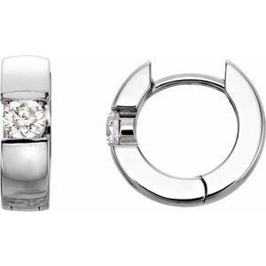Platinum 1/4 CTW Natural Diamond 12 mm Hinged Huggie Hoop Earrings