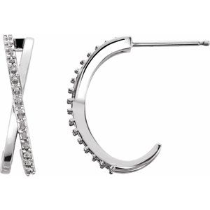 Platinum Criss-Cross J-Hoop Earring Mounting