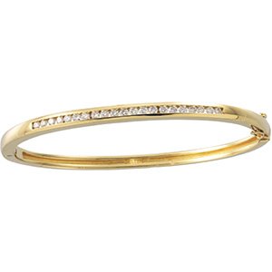 14K Yellow Gold 5/8 CTW Natural Diamond Bangle 6 1/2" Bracelet