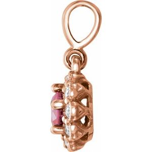 14K Rose Gold Natural Blue Sapphire & 1/8 CTW Natural Diamond Pendant