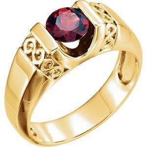 14K Yellow Gold Natural Mozambique Garnet Ring