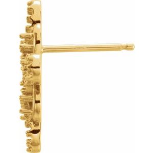 14K Yellow Gold 2.5 mm Round Accented Clover Earring Mounting – image 2