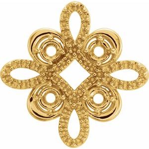 14K Yellow Gold 2.5 mm Round Accented Clover Earring Mounting