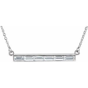 14K White Gold 3/4 CTW Natural Diamond Bar 17" Necklace