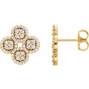 14K Yellow Gold 1/2 CTW Natural Diamond Clover Earrings