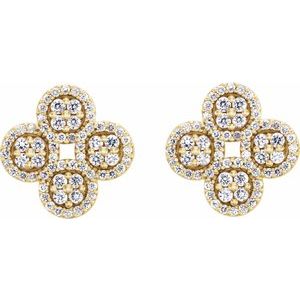 14K Yellow Gold 1/2 CTW Natural Diamond Clover Earrings
