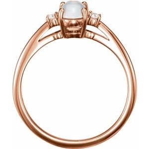 14K Rose Gold Natural Rainbow Moonstone & .06 CTW Natural Diamond Ring