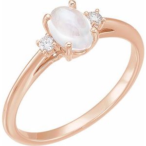 14K Rose Gold Natural Rainbow Moonstone & .06 CTW Natural Diamond Ring