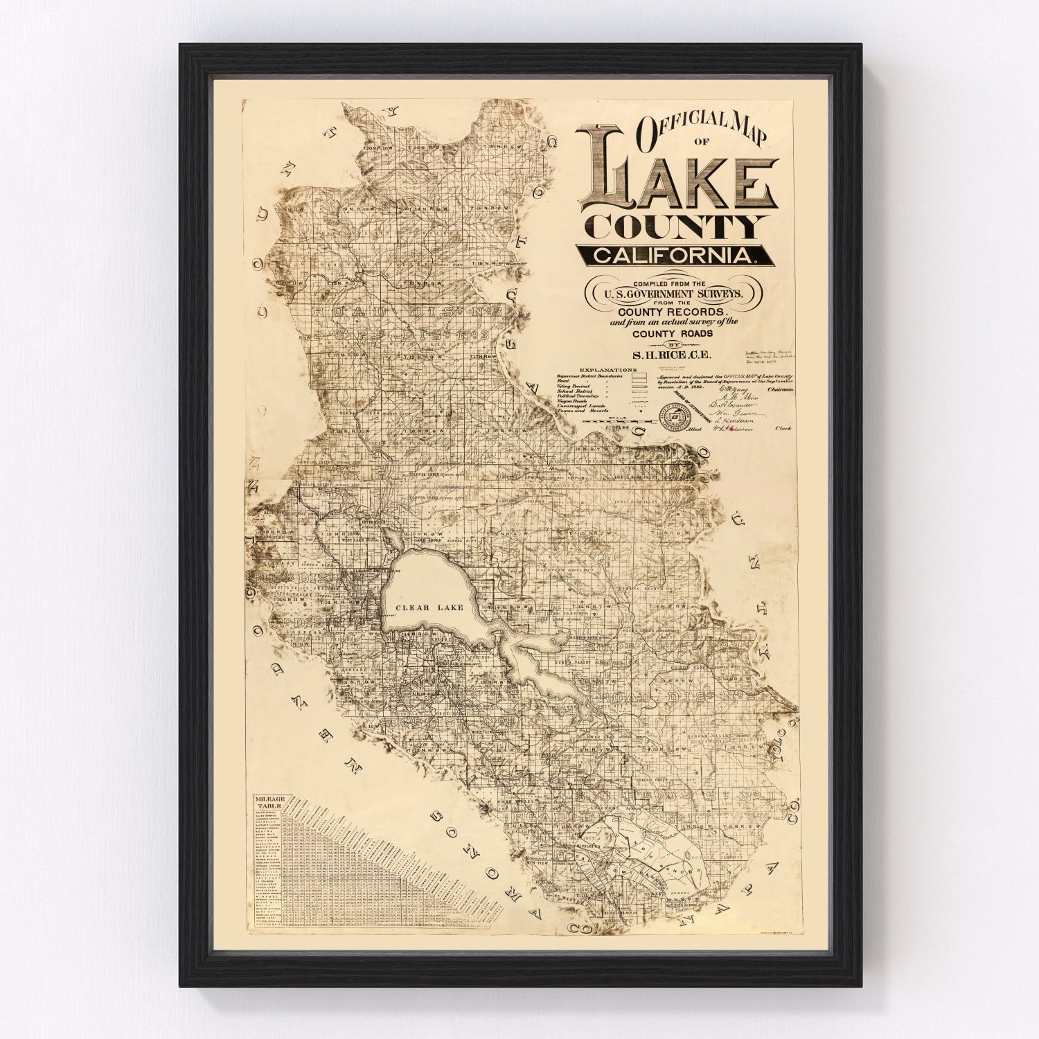 Vintage Map of Lake County, California 1892