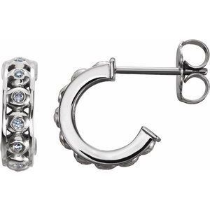 14K White Gold .07 CTW Natural Diamond 10.73 mm Hoop Earrings