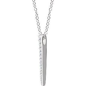 14K White Gold 1/4 CTW Natural Diamond Graduated 16-18" Bar Necklace