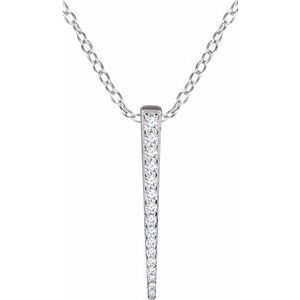 14K White Gold 1/4 CTW Natural Diamond Graduated 16-18" Bar Necklace