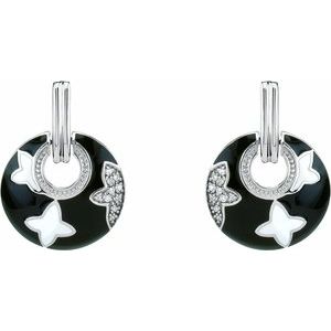 Sterling Silver Right .05 CTW Natural Diamond Black Enamel Right Earring – image 2