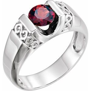 Platinum Natural Mozambique Garnet Ring
