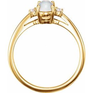 14K Yellow Gold Natural Rainbow Moonstone & .06 CTW Natural Diamond Ring