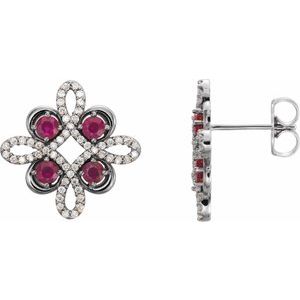 Platinum Natural Ruby & 1/4 CTW Natural Diamond Earrings