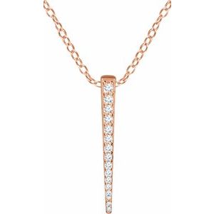 14K Rose Gold 1/4 CTW Natural Diamond Graduated Bar 16-18" Necklace