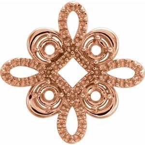 14K Rose Gold 2.5 mm Round Accented Clover Earring Mounting