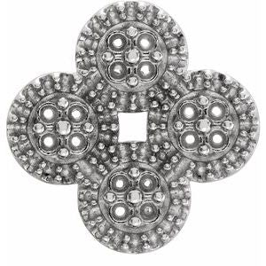 14K White Gold 1.3 mm Round Clover Earring Mounting