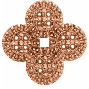 14K Rose Gold 1.3 mm Round Clover Earring Mounting