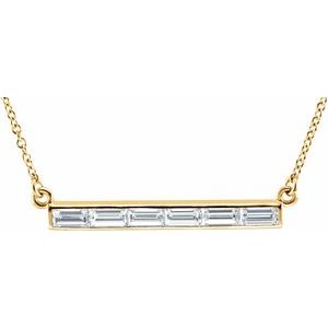 14K Yellow Gold 3/4 CTW Natural Diamond Bar 17" Necklace