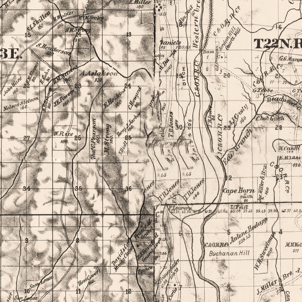 Vintage Map of Butte County, California 1886