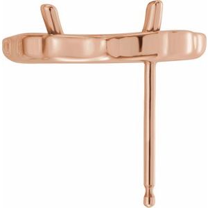 14K Rose Gold 8x6 mm Oval 4-Prong Earring Mounting – image 2