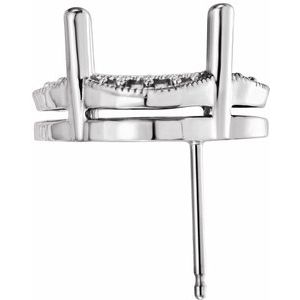 14K White Gold 10x10 mm Cushion Accented Earring Mounting – image 2