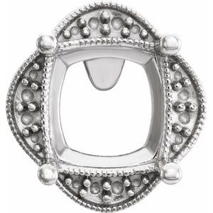 14K White Gold 10x10 mm Cushion Accented Earring Mounting