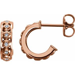 14K Rose Gold .07 CTW Natural Diamond 10.73 mm Hoop Earrings