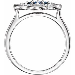 14K White Gold Natural Blue Sapphire & 1/10 CTW Natural Diamond Ring