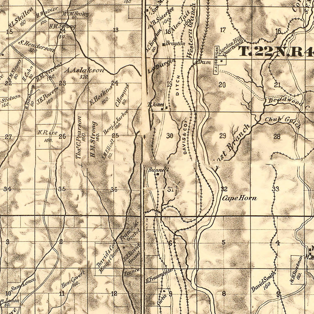 Vintage Map of Butte County, California 1877