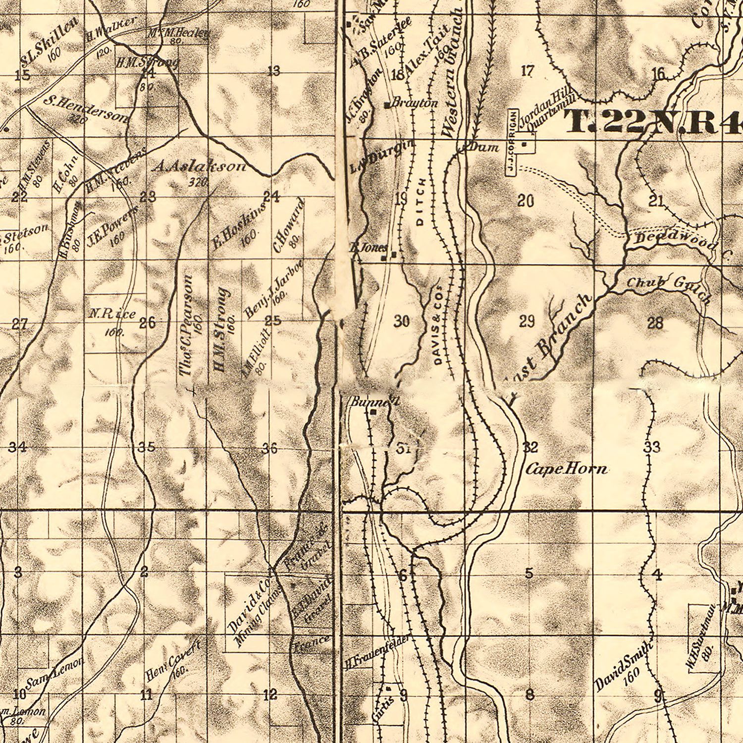 Vintage Map of Butte County, California 1877