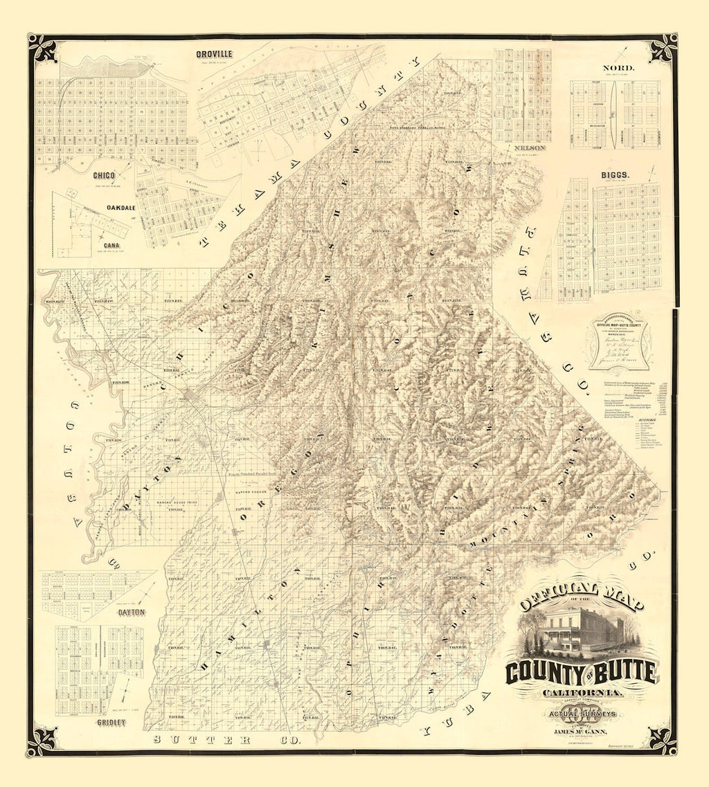 Vintage Map of Butte County, California 1877