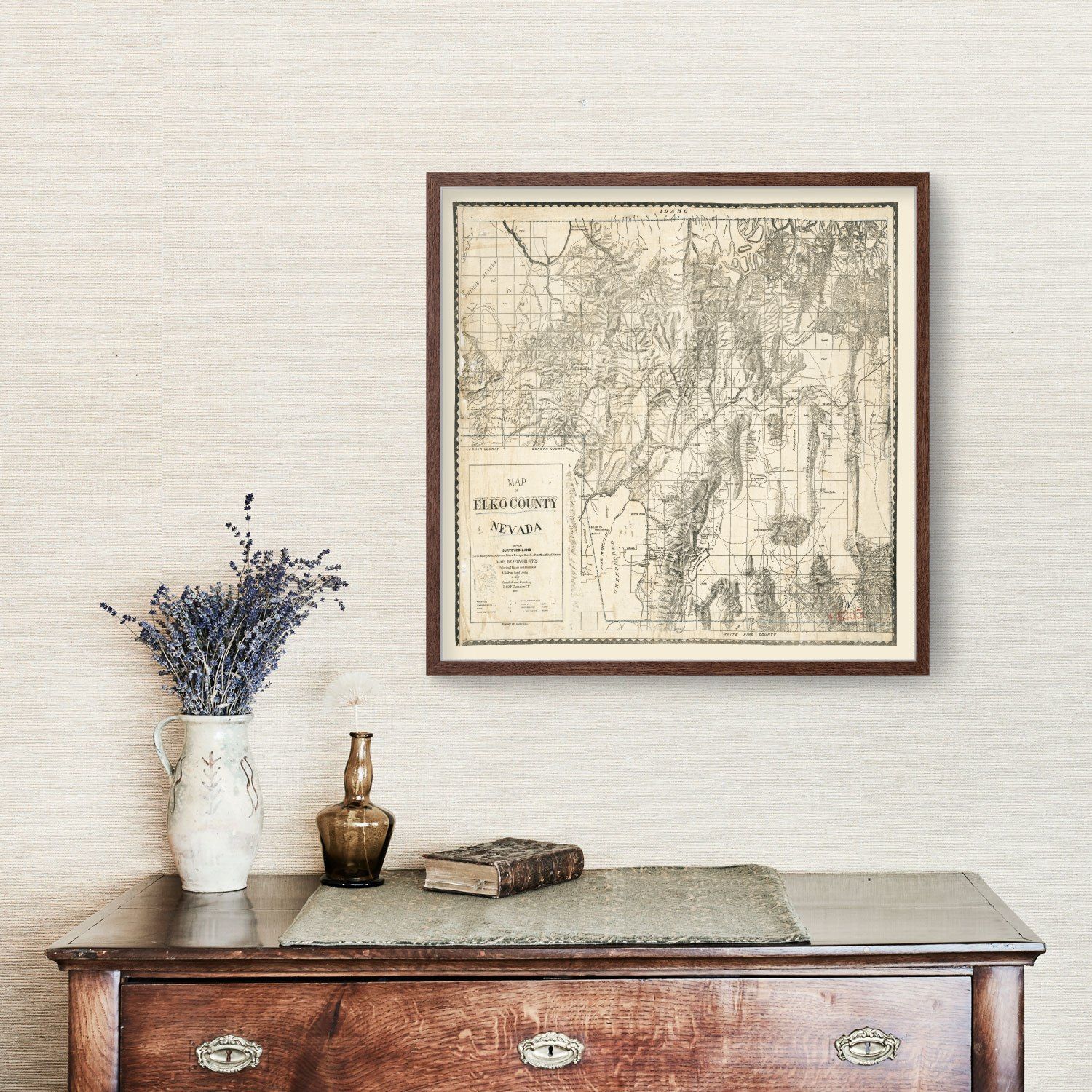 Vintage Map of Elko County, Nevada 1894