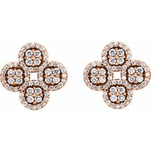 14K Rose Gold 1/2 CTW Natural Diamond Clover Earrings – image 2