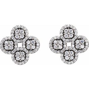 14K White Gold 1/2 CTW Natural Diamond Clover Earrings