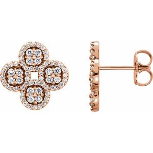 14K Rose Gold 1/2 CTW Natural Diamond Clover Earrings
