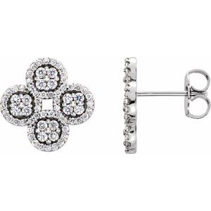 Platinum 1/2 CTW Natural Diamond Clover Earrings