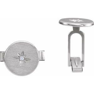 14K White Gold .03 CTW Natural Diamond Star Cuff Links