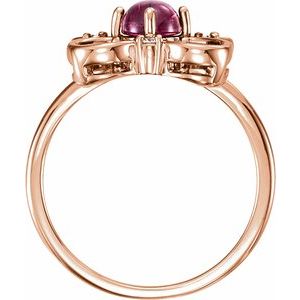 14K Rose Gold Natural Pink Tourmaline & .06 CTW Natural Diamond Clover Ring