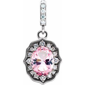 Platinum Natural Peach Morganite & 1/6 CTW Natural Diamond Pendant
