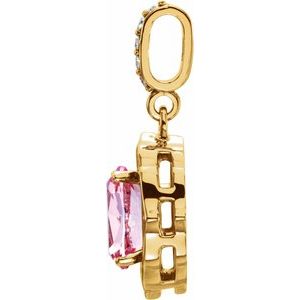14K Yellow Gold Natural Peach Morganite & 1/6 CTW Natural Diamond Pendant